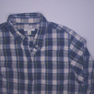 LL Bean Mens Long Sleeve Button Up Shirt L Relaxed Fit VTG Flannel Cotton Plaid